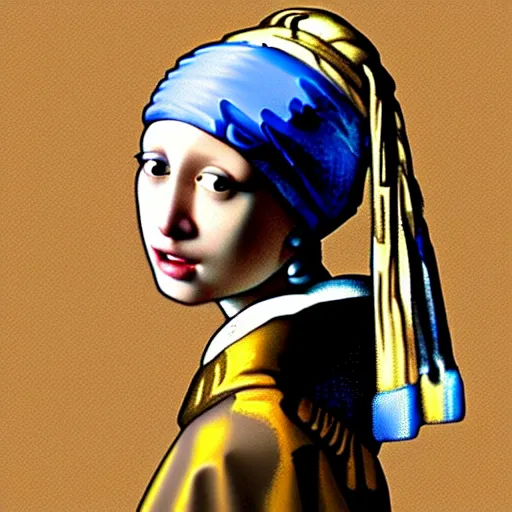 Image similar to girl with a pearl earring by johannes vermeer, by h r giger, trending on artstation