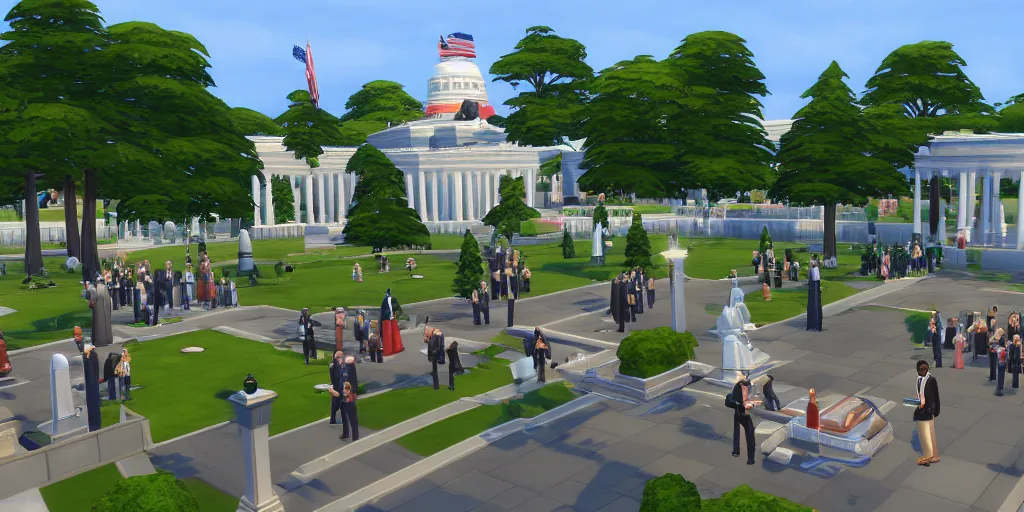 Image similar to a presidential inauguration in The Sims 4