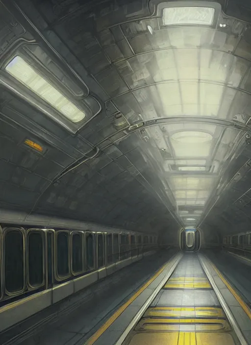Image similar to perfectly - centered - drawing of empty subway train, intricate, highly detailed, digital painting, artstation, concept art, smooth, sharp focus, illustration, unreal engine 5, 8 k, art by artgerm and greg rutkowski and alphonse mucha