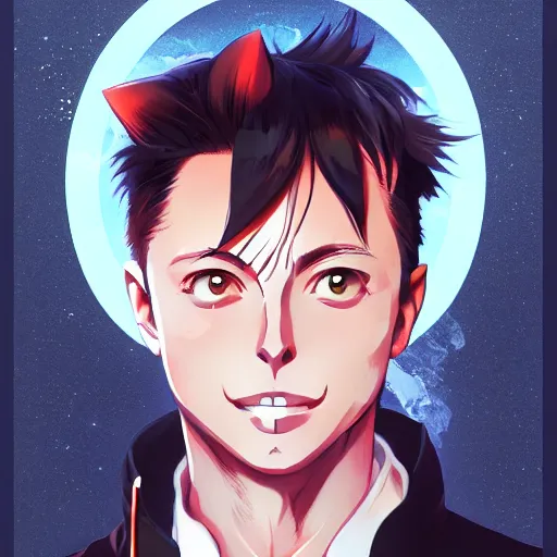 Image similar to anime portrait of elon musk as an anime cat boy by Stanley Artgerm Lau, WLOP, Rossdraws, James Jean, Andrei Riabovitchev, Marc Simonetti, and Sakimichan, trending on artstation