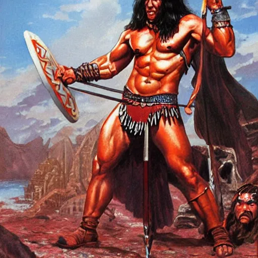 Image similar to conan the barbarian painting by earl norem