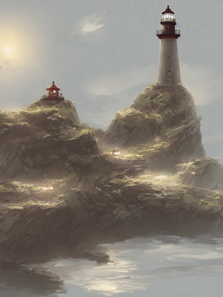 Image similar to lighthouse by disney concept artists, blunt borders, rule of thirds