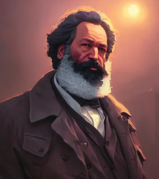 Image similar to highly detailed portrait giga chad karl marx in gta v, stephen bliss, unreal engine, fantasy art by greg rutkowski, loish, rhads, ferdinand knab, makoto shinkai and lois van baarle, ilya kuvshinov, rossdraws, tom bagshaw, global illumination, radiant light, detailed and intricate environment