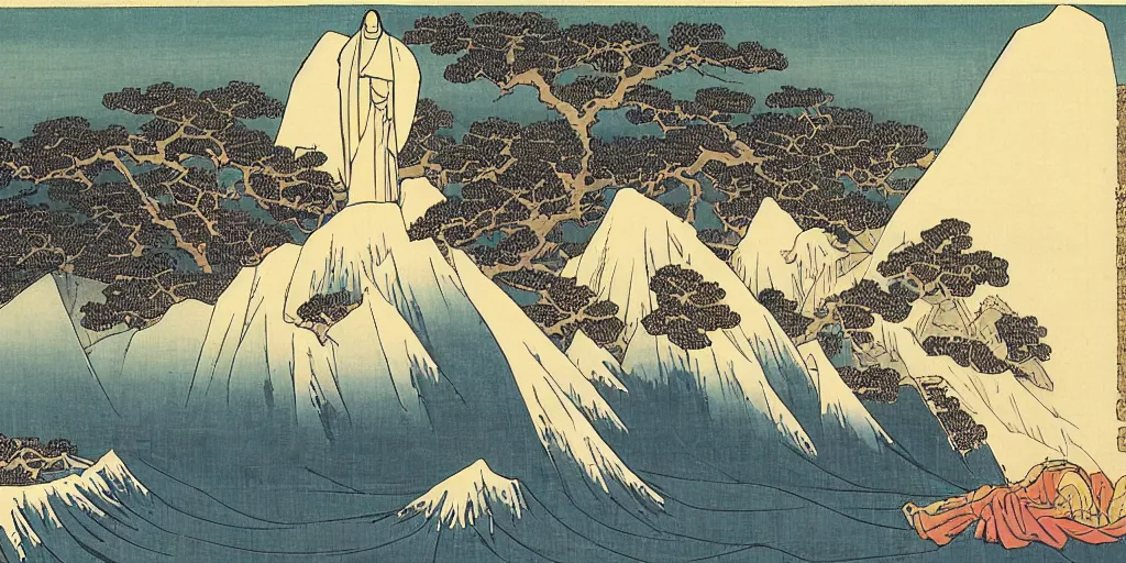 Image similar to i, Cristo Redentor by Hokusai