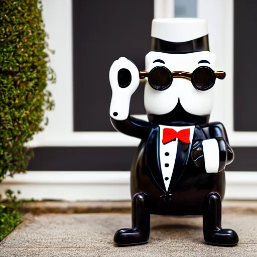 Image similar to planters mr peanut with cane and monocle, ( sony a 7 r iv, symmetric balance, polarizing filter, photolab, lightroom, 4 k, dolby vision, photography awardm, voque, perfect face )