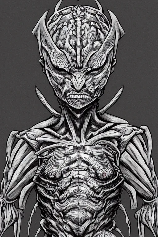 Image similar to pepper humanoid figure monster, symmetrical, highly detailed, digital art, sharp focus, trending on art station, kentaro miura manga art style