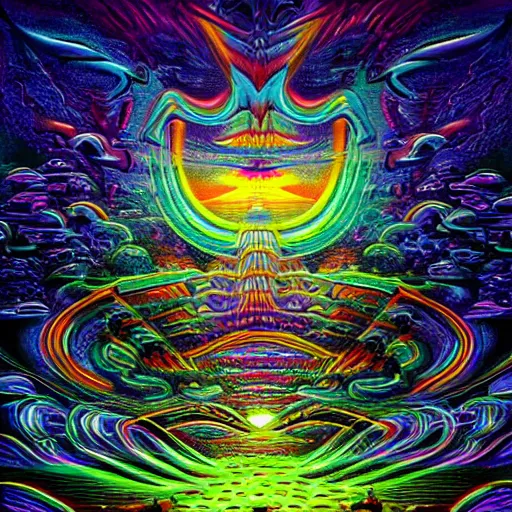 Image similar to large clouds dmt trip, high details, complex patterns, aliens