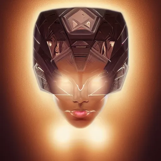 Prompt: symmetry!! solid cube of light, hard edges, product render retro - futuristic poster scifi, lasers and circuits, brown skin queen, intricate, elegant, highly detailed, digital painting, artstation, concept art, smooth, sharp focus, illustration, dreamlike, art by artgerm