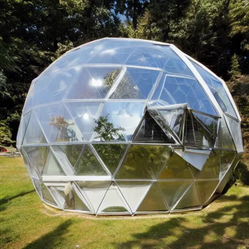 Prompt: geodesic house integrated with the ground by architect studio buckminster fuller shoji sadao