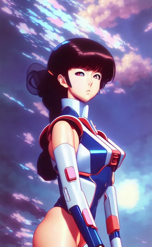 Image similar to An anime portrait of beautiful girl still from Robotech 1985 by Stanley Artgerm Lau ,WLOP , Ilya Kuvshinov , James Jean , Andrei Riabovitchev symmetrical