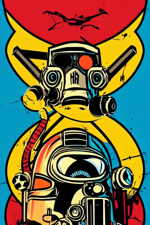 Image similar to fallout 7 6 retro futurist illustration art by butcher billy, sticker, colorful, illustration, highly detailed, simple, smooth and clean vector curves, no jagged lines, vector art, smooth andy warhol style