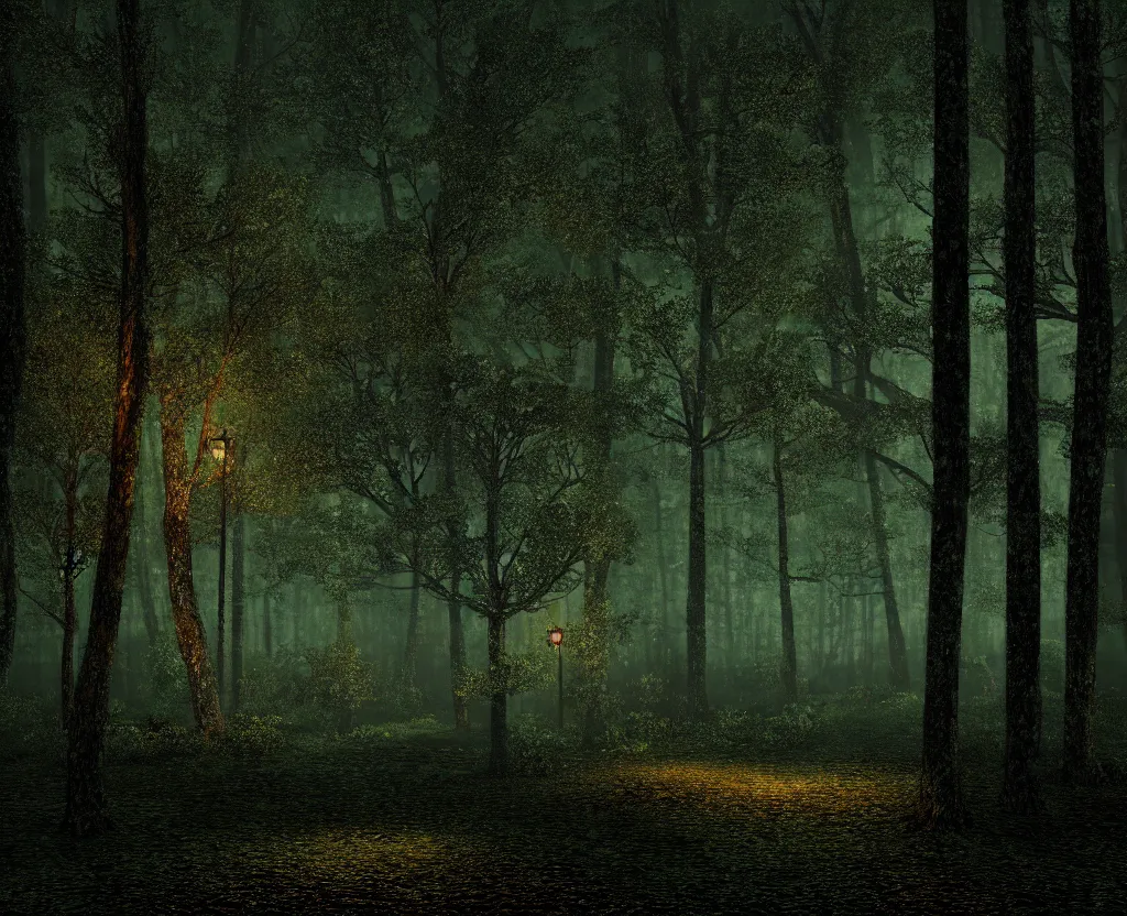 Image similar to enchanted forest at night during torrential rain, very complex, hyper - maximalist, overdetailed, legendary cinematic, darkfantasy, highly intricate, realism, perspicious detail, silent hill aesthetic, photorealistic, lifelike, dslr 8 k, unbeatable coherency, octane render