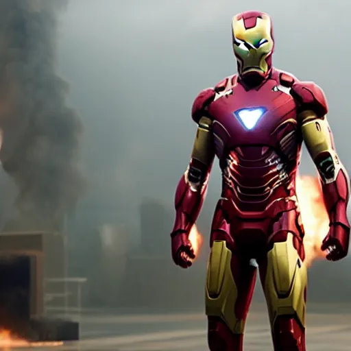 Image similar to A still of Michael B Jordan as Iron Man in Avengers: Endgame (2019)