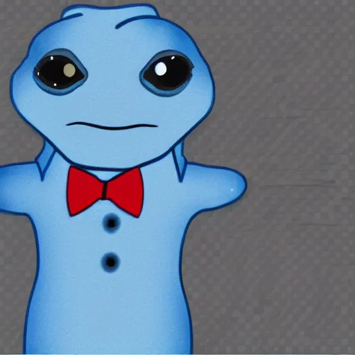 Image similar to blue salamander in a grey tuxedo and a bowtie, character icon