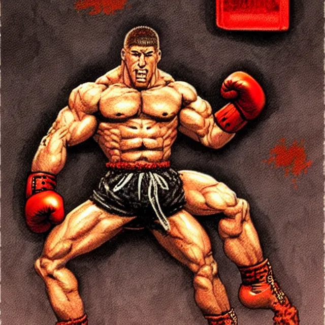 Image similar to extreme long shot. 8 bit nes graphics. antropomorphic muscular masculine wolf. kickboxer fighter, in shorts. wolf head. fine details, very sharp, art from nes game cartridge, marc simonetti and hermann nitsch