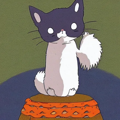 Prompt: a cute cat planning to take over the world, studio ghibli