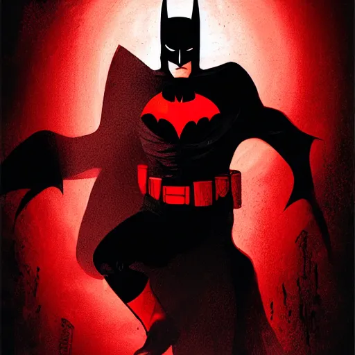 Image similar to the portrait of the Batman who laughs, dynamic lighting, dark and red ambience