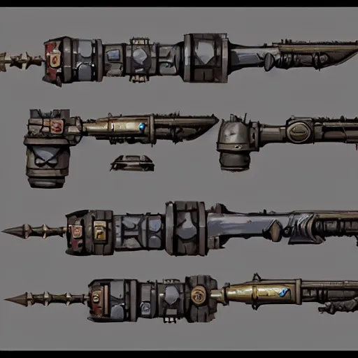 Image similar to greg manchess video game weapon icon concept art of an orcish grenade launcher, matte background, key visual, digital painting, artstation, concept art, by makoto shinkai and akihiko yoshida and hidari and wlop and greg rutkowski