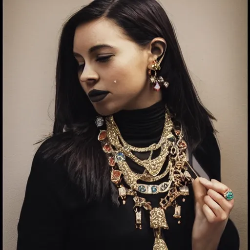 Image similar to woman dressed entirely with jewelry