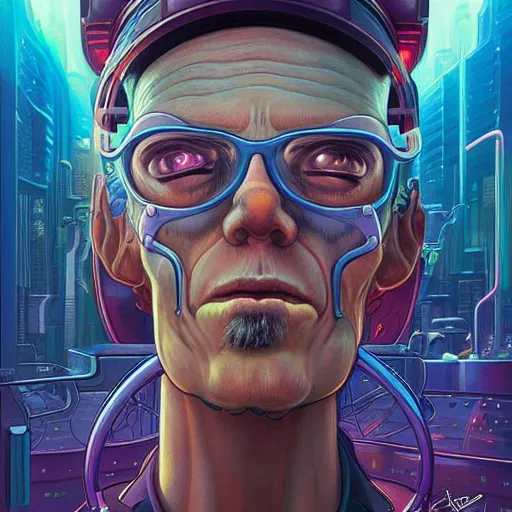 Image similar to akah 0 c 0 k futurama cyberpunk portrait by gaston bussierre and charles vess and james jean and erik jones and rhads, inspired by rick and morty, huge scale, beautiful fine face features, intricate high details, sharp, ultradetailed