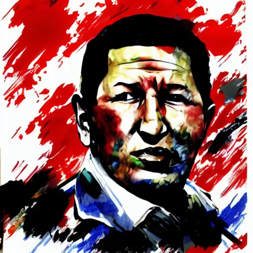 Image similar to hugo chavez in the style of yoji shinkawa, 4k