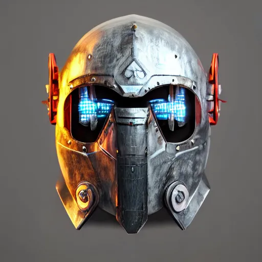 Prompt: cyberpunk viking helmet mask robot ninja illumination ray tracing hdr fanart arstation by sung choi and eric pfeiffer and gabriel garza and casper konefal