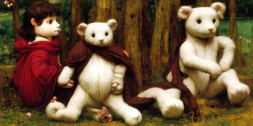 Prompt: 3 d precious moments plush animal, precious moments, master painter and art style of john william waterhouse and caspar david friedrich and philipp otto runge