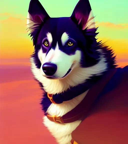 Prompt: icon stylized minimalist dog husky border collie mix, loftis, cory behance hd by jesper ejsing, by rhads, makoto shinkai and lois van baarle, ilya kuvshinov, rossdraws global illumination