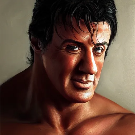 Image similar to portrait of sylvester stallone by charlie bowater