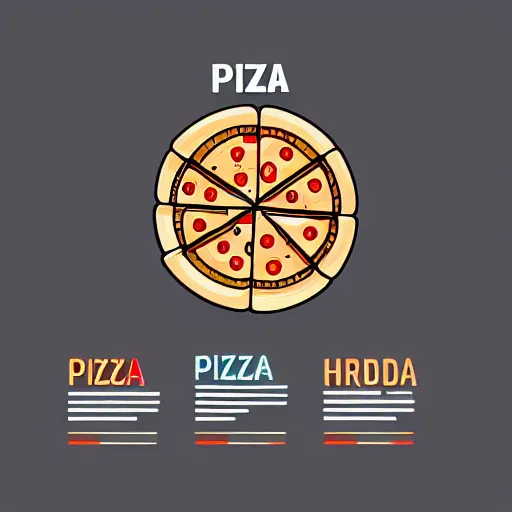 Prompt: pizza, modern flat design style illustration with line elements