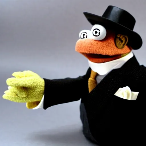 Prompt: winston churchill muppet, detailed, custom