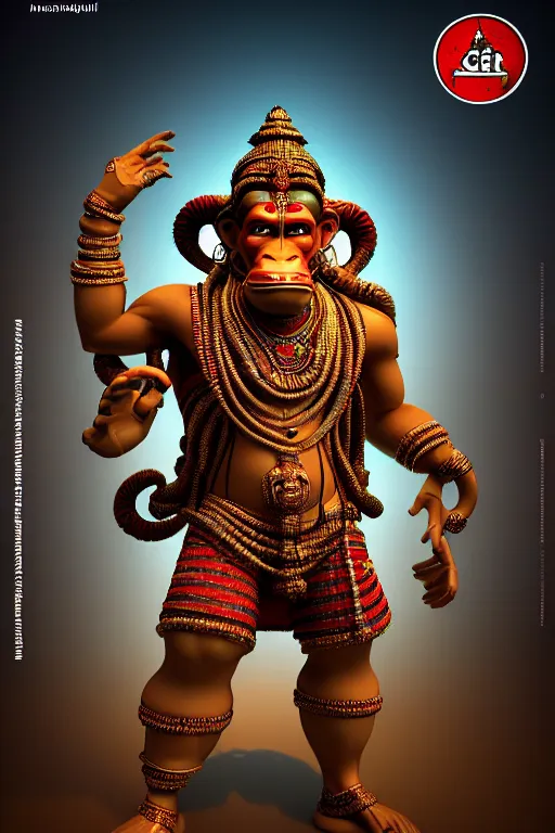 Image similar to high quality 3 d render post - rococo cyberpunk hanuman! head shri ram centre, neon madhubani, open mouth, highly detailed, in sci - fi new delhi, cinematic smooth unreal engine, lee madgwick & liam wong, dramatic light, long shot, low angle, uhd 8 k, sharp focus