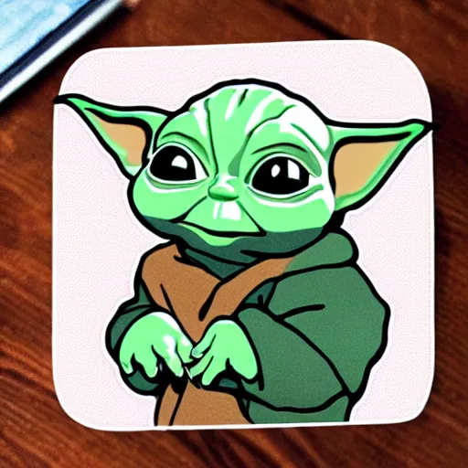 Prompt: cute baby yoda sticker