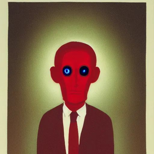 Image similar to an man with glowing red eyes