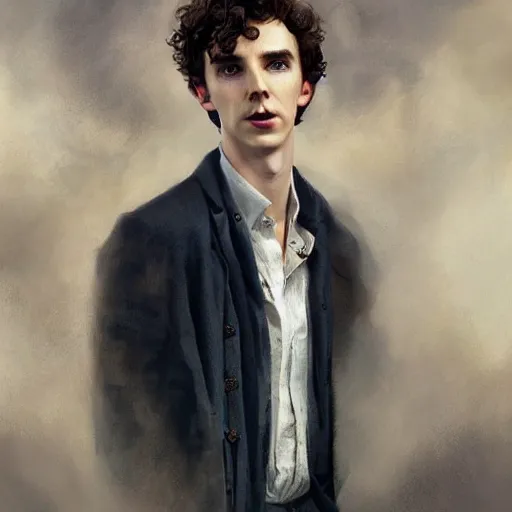 Prompt: portrait of a hybrid of benedict cumberbatch and freddie highmore and and timothee chalamet in the tardis, photo realistic, highly detailed, perfect face, fine details, by ha gyung, zac retz, peter mohrbacher, hans thoma, greg rutkowski, alexandros pyromallis