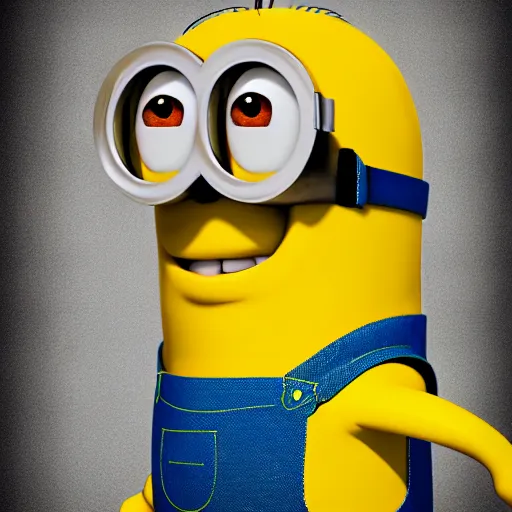 Prompt: a 3d render of a minion in the backrooms , unsettling