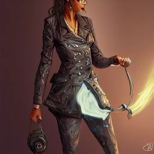 Prompt: a woman wearing a stylish outfit, highly detailed, digital painting, artstation, concept art, smooth, sharp focus, illustration