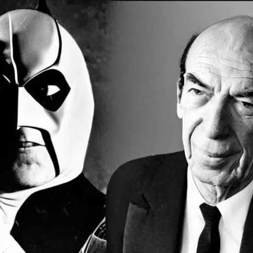 Prompt: valery giscard d'estaing as 1 9 6 0 s batman