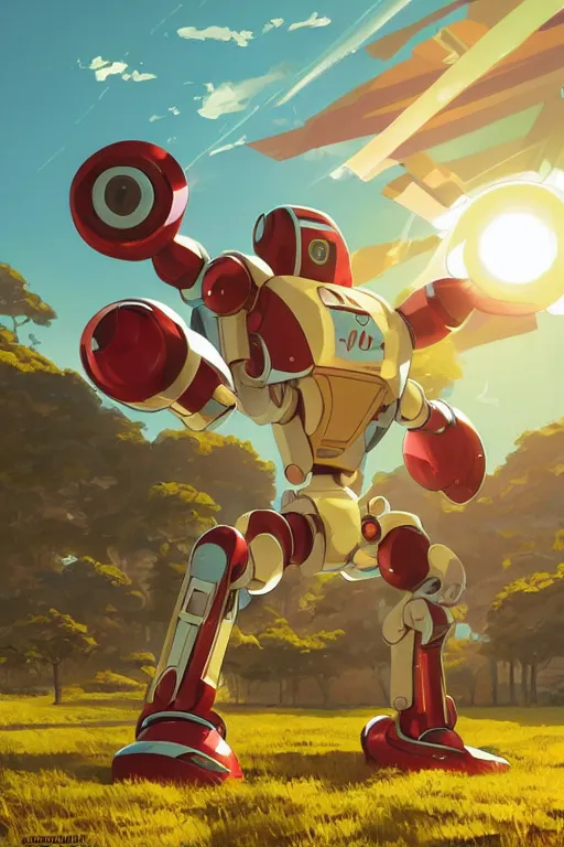 Image similar to metabots medabots medarotto medarot robot minimalist comics, behance hd by jesper ejsing, by rhads, makoto shinkai and lois van baarle, ilya kuvshinov, rossdraws global illumination ray tracing hdr radiating a glowing aura