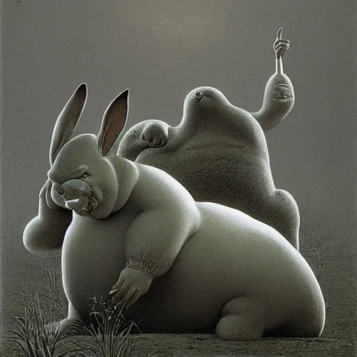 Prompt: Big Chungus by Zdzisław Beksiński