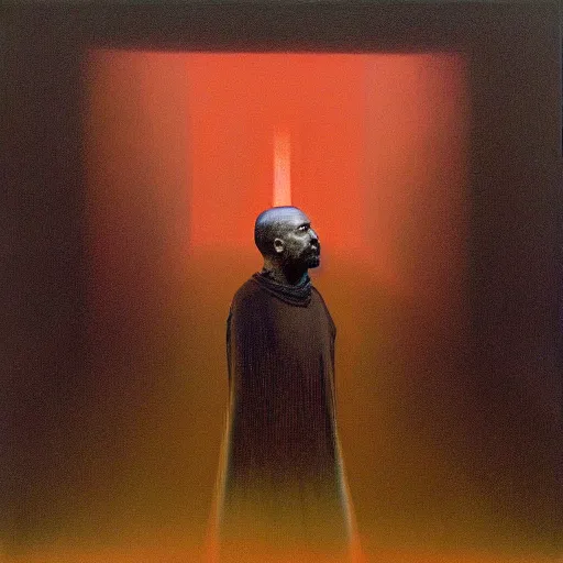 Image similar to kanye west as a zdzisław beksinski painting