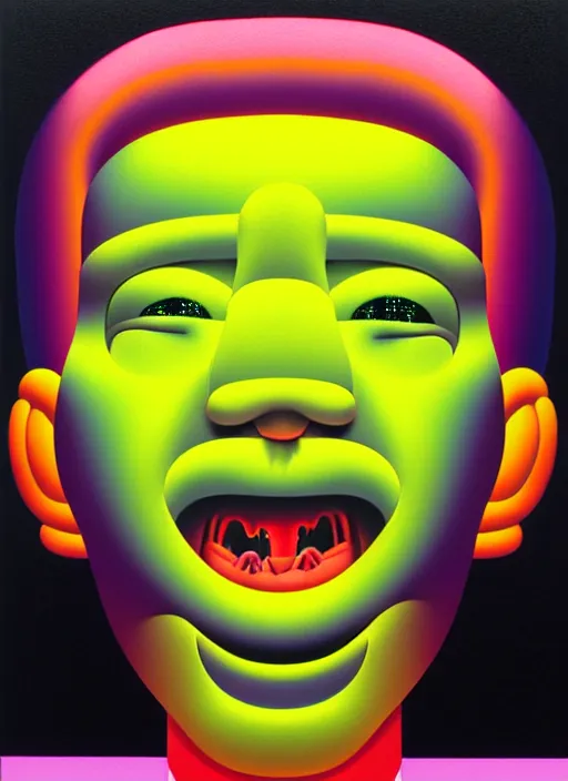 Image similar to men shows his grillz by shusei nagaoka, kaws, david rudnick, airbrush on canvas, pastell colours, cell shaded, 8 k,