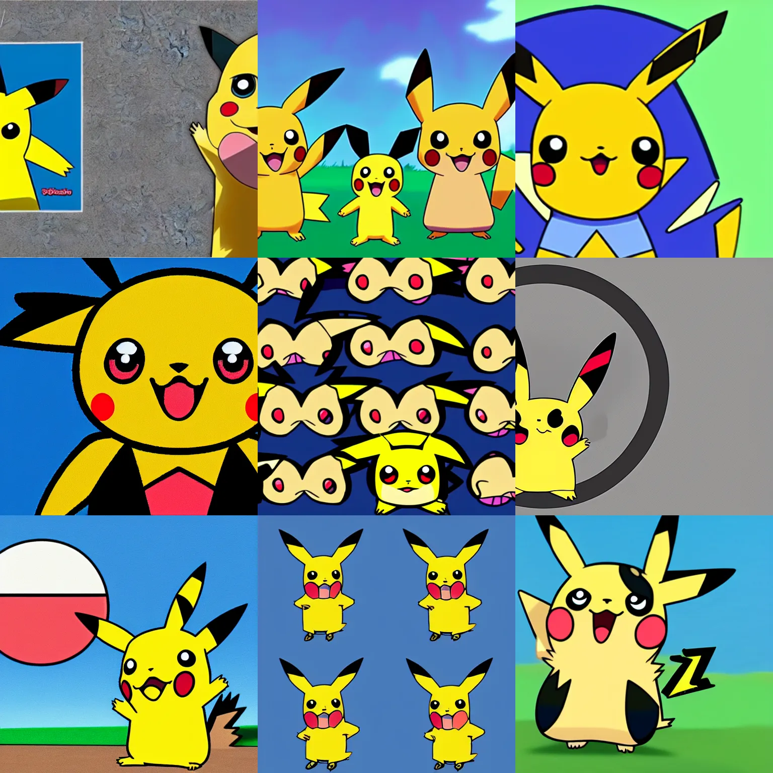 Prompt: a pokemon pikachu doing the peekaboo kids game, in pokemon cartoon style