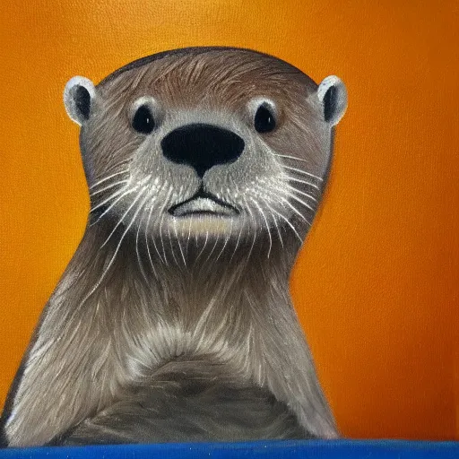 Image similar to oil painting of royal king otter dressed as a king