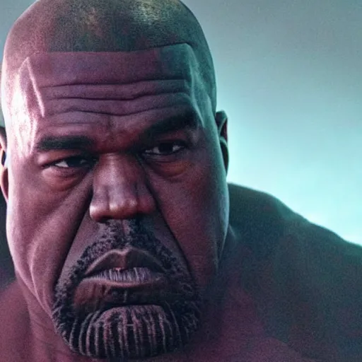 Image similar to kanye west as thanos, Cinematic, Portrait, Ultra-HD, Beautiful Lighting, insanely detailed and intricate, hypermaximalist, elegant, ornate, hyper realistic, super detailed