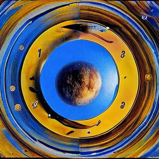 Image similar to planets in a pan looking like a clock by salvador dali painting