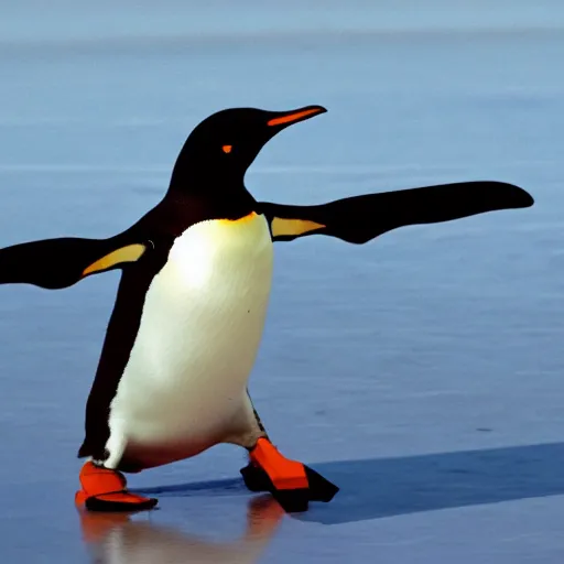 Image similar to a penguin flies around the world with planes