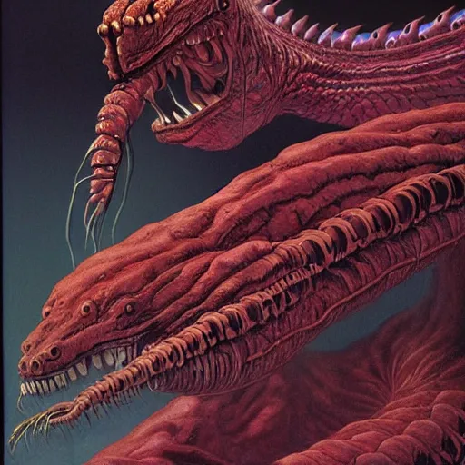 Image similar to centipede face by wayne barlowe