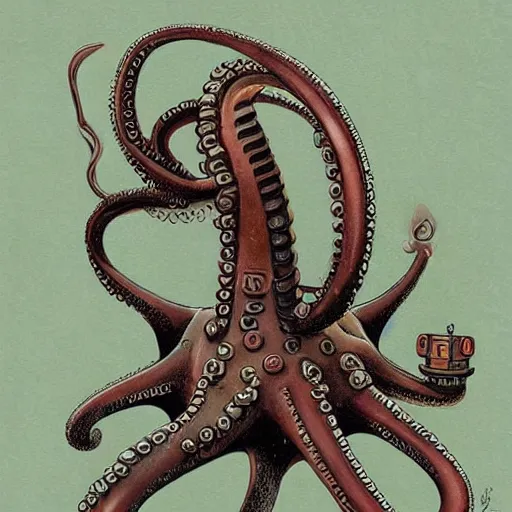 Image similar to 1 9 5 0 s retro future robot android octopus. muted colors. by jean baptiste monge