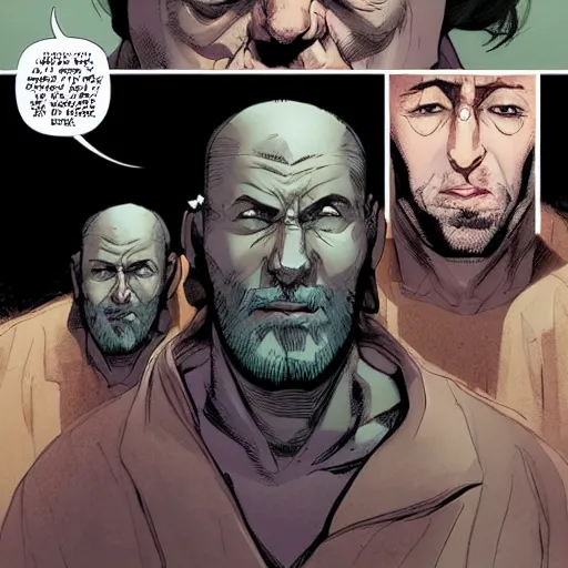 Prompt: portrait of an angry man with rhino nose, wide shot, highly coherent, saga comic, fiona staples